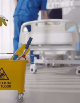 Medical staff doing disinfection and cleaning